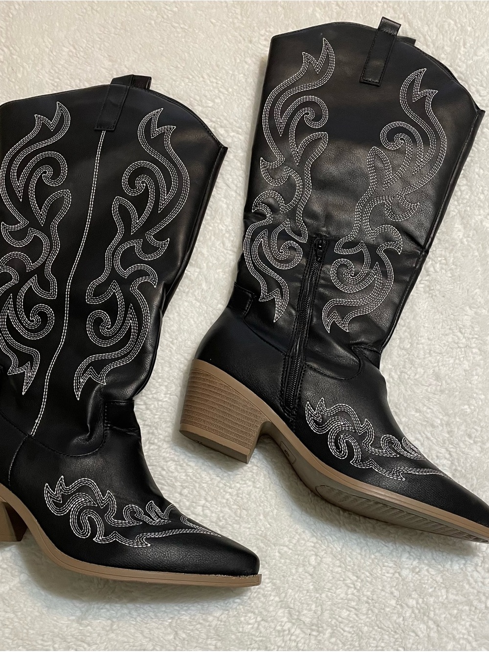 Black Embroidered Western Boots